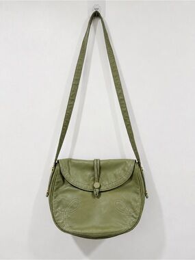 Vintage Bugatti Genuine Leather Green Crossbody Shoulder Bag